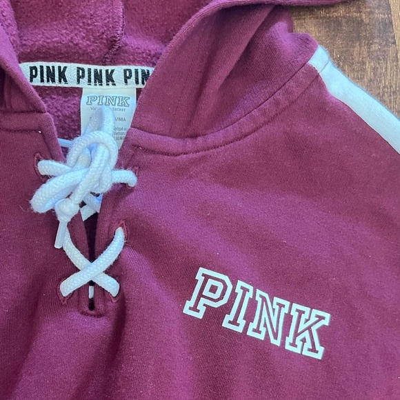 PINK by Victoria’s Secret lattice lace up hoodie & jogger pants 2 piece Sz small - Picture 4 of 14